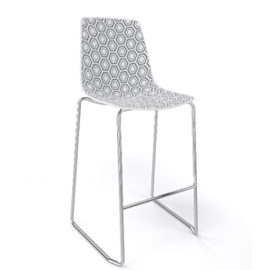 GABER - Barová stolička ALHAMBRA ST nízka, biela/sivá/chróm