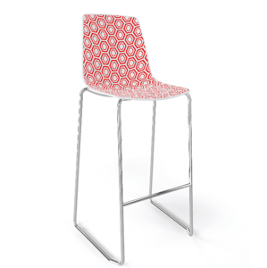 GABER - Barová stolička ALHAMBRA ST vysoká, biela/červená/chróm