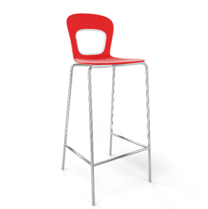 GABER - Barová stolička BLOG - vysoká, červená/biela/chróm