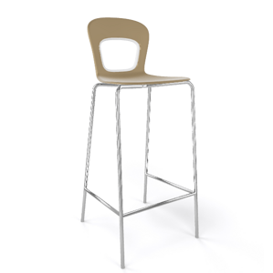GABER - Barová stolička BLOG - vysoká, béžová/biela/chróm