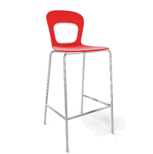 GABER - Barová stolička BLOG - nízka, červená/biela/chróm
