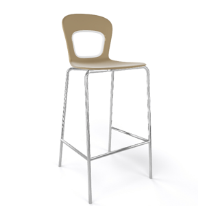 GABER - Barová stolička BLOG - nízka, béžová/biela/chróm