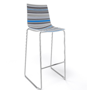 GABER - Barová stolička COLORFIVE ST - vysoká, sivomodrá/chrómová