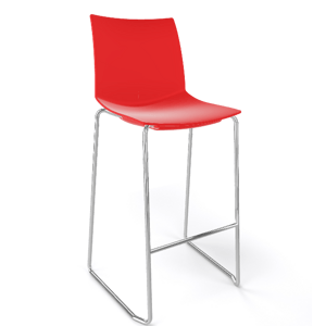 GABER - Barová stolička KANVAS ST 76 - vysoká, červená/chróm
