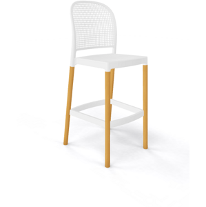 GABER - Barová stolička PANAMA BL - vysoká, biela/ buk