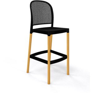 GABER - Barová stolička PANAMA BL - vysoká, čierna/bukové drevo