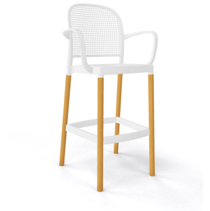 GABER - Barová stolička PANAMA BLB - vysoká, biela/bukové drevo