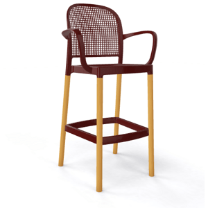 GABER - Barová stolička PANAMA BLB - vysoká, tmavo hnedá/bukové drevo