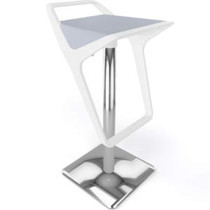 GABER - Výškovo nastaviteľná barová stolička FREEDOM - biela/sivá/chróm