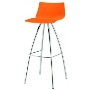 SCAB - Nízka barová stolička DAY - oranžová/chróm