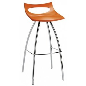SCAB - Vysoká barová stolička DIABLITO - oranžová/chróm
