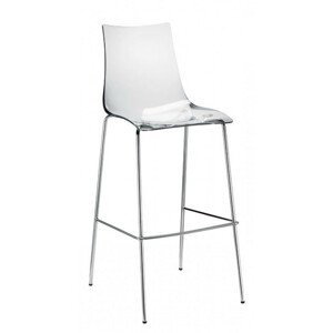 SCAB - Vysoká barová stolička ZEBRA ANTISHOCK - transparentná/chróm