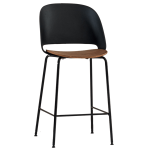 BONTEMPI - Barová stolička POLO s dreveným sedadlom, nízka
