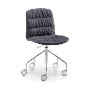 MIDJ - Výškovo nastaviteľná čalúnená stolička LIÙ, podnož s kolieskami
