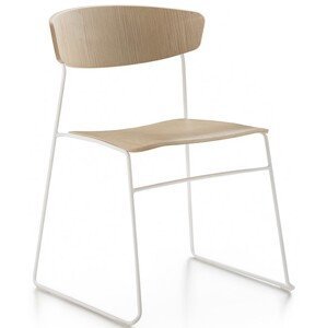 Fornasarig - Kovová stolička Wolfgang - s dreveným sedadlom