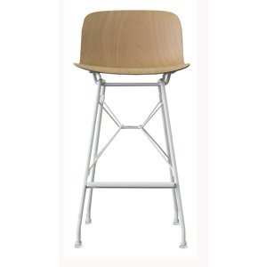 MAGIS - Barová stolička TROY WIREFRAME s dreveným sedadlom - nízka