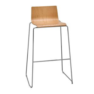 RIM - Barová stolička SITTY s dreveným sedadlom a lamelovou podnožou