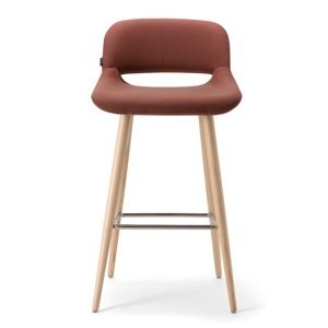 TORRE - Barová stolička MAGDA s drevenou podnožou