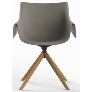VONDOM - Otočná stolička MANTA s dreveným podstavcom