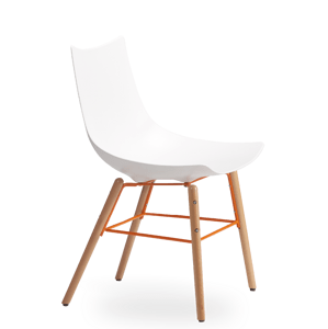ROSSIN - Plastová stolička LUC s dreveným podstavcom