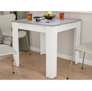 Jedálenský stôl David 80x80 cm, biely/šedý betón%