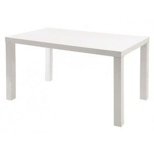 Jedálenský stôl Leo, 140x80 cm, biely lesk%