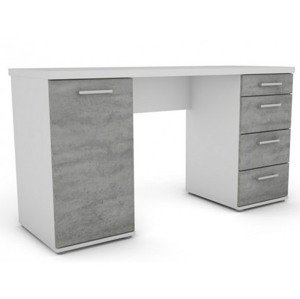 Písací stôl Walter, biely/šedý betón%