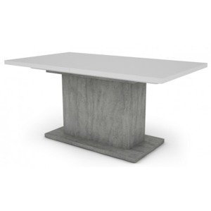 Jedálenský stôl Paulo 160x90 cm, biely/beton, rozkladací%