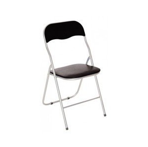 Skladacia stolička Foldus, čierna ekokoža%