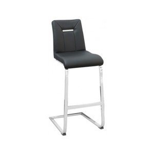 Barová stolička Flex, čierna ekokoža%