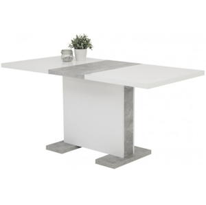 Jedálenský stôl Tamara 120x80 cm, biely lesk/šedý betón