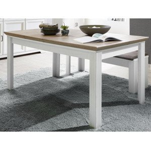 Rozkladací jedálenský stôl Jasmin 160x90 cm, bielená pínia/dub%