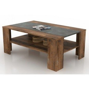 Konferenčný stolík Pico, tmavý betón/vintage optika dreva%