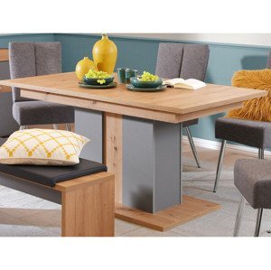 Rozkladací jedálenský stôl Lucera 160x90 cm, dub artisan/sivá%