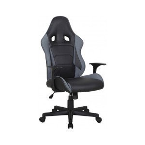 Kancelárská stolička Foxter, čierna ekokoža/šedá látka%