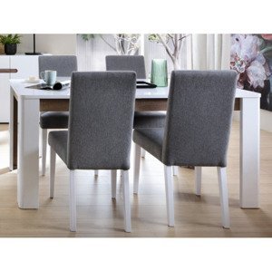 Rozkladací jedálenský stôl Linate 160x90 cm, biely lesk/dub%