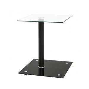 Prístavný stolík Quadrat, číre/čierne sklo%