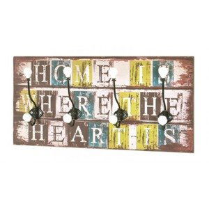 Nástenný vešiakový panel Home Heart Medi, vintage%