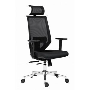 Kancelárska stolička na kolieskach Antares EDGE – s podrúčkami a opierkou, čierny sedák