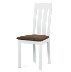 Jedálenská drevená stolička DADO - masív buk, biela, hnedý poťah