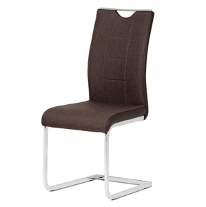 Jedálenská stolička RIVONA — chróm, hnedá látka/hnedá koženka