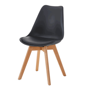 Jedálenská stolička QUATRO – plast, masív buk/plast, čierna