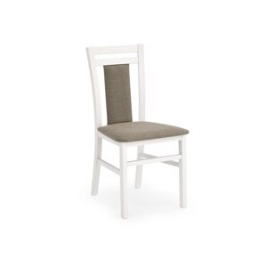 Drevená jedálenské stolička HUBERT 8 – masív, látka, viac farieb biela / šedá