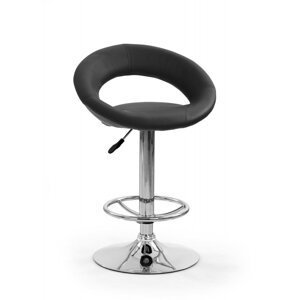 Barová stolička SOLO - kov, ekokoža, čierna