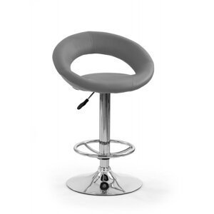 Barová stolička SOLO - kov, ekokoža, sivá