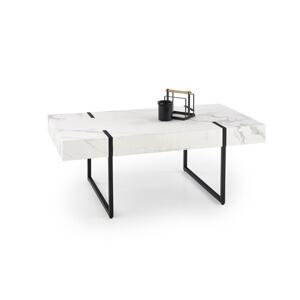 Konferenční stolek BLANCA – bílý mramor, černá