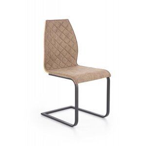Jedálenská stolička BONI – ekokoža, hnedá, dub medový