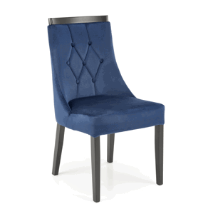 Jedálenská stolička ROYAL — masív, látka, čierna / modrá