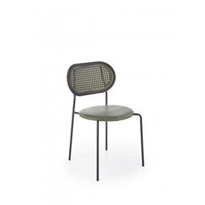 Jedálenská stolička MATILDA — oceľ, plast, zelené