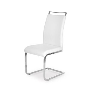 Jedálenská stolička FALKNER — oceľ, ekokoža, biela